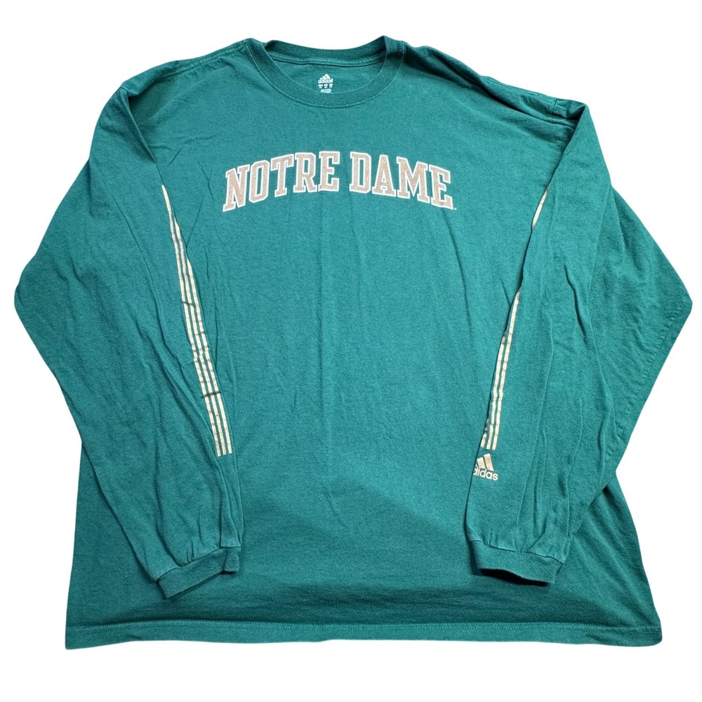 Notre Dame Adidas Long Sleeve Shirt Mens 2XL‎ Green Fighting Irish NCAA
